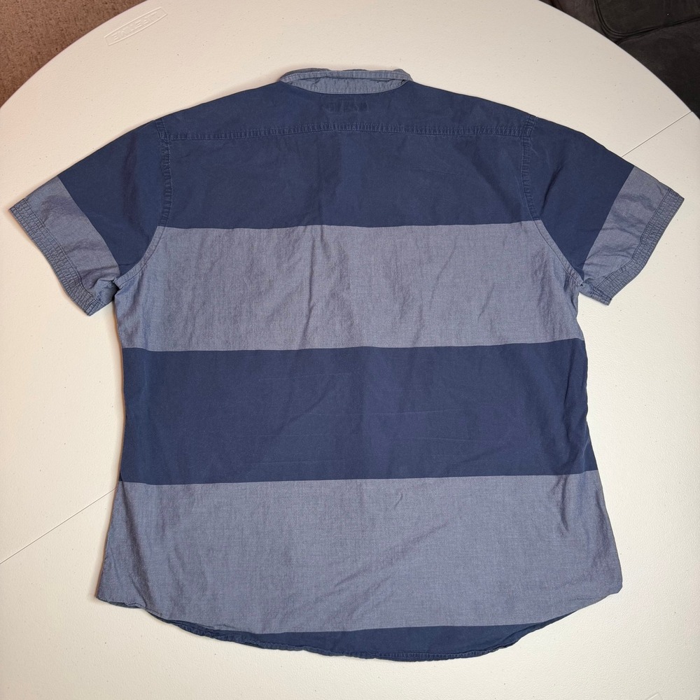 Express Men's Blue Striped Short Sleeve Button Up Shirt Size XXL - Picture 6 of 6